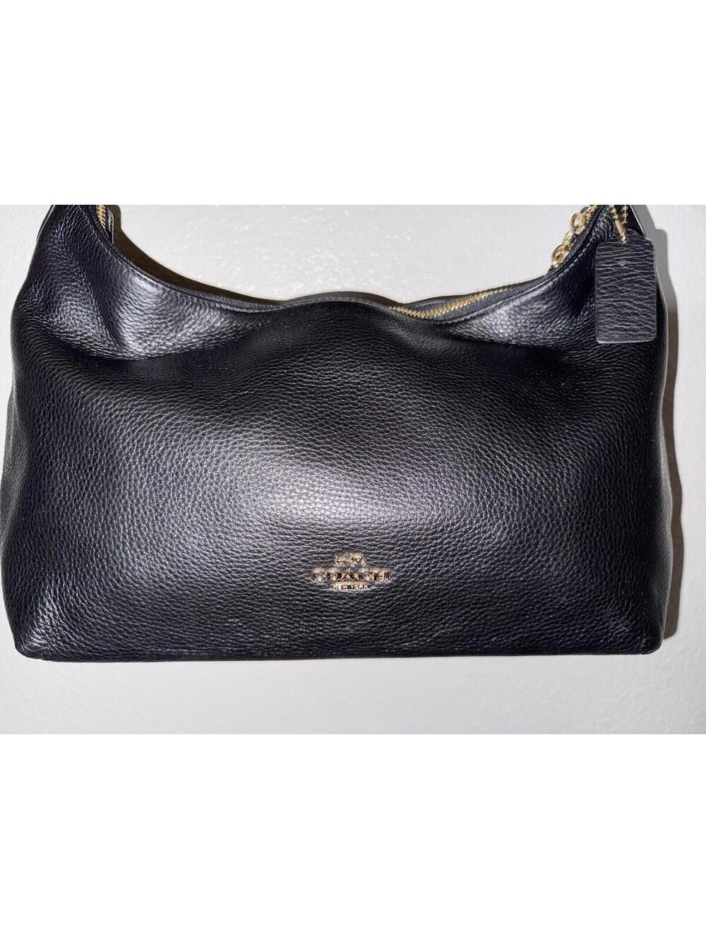 Coach Laurel Shoulder Bag Black Leather Hobo Crossbody Handbag CR148